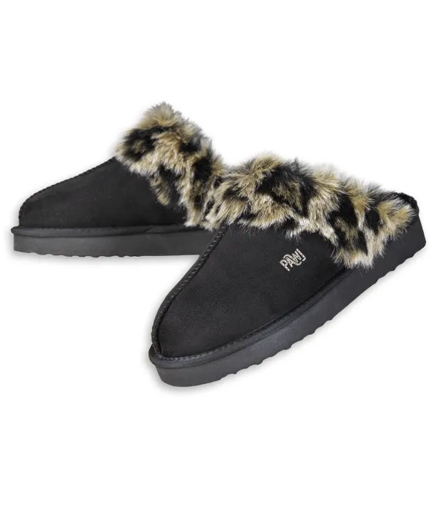 PAWJ Slippers | Black / Wild Leopard