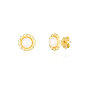 Pearl Flower Stud Earrings