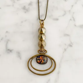 PIA fire opal and bronze pendant necklace