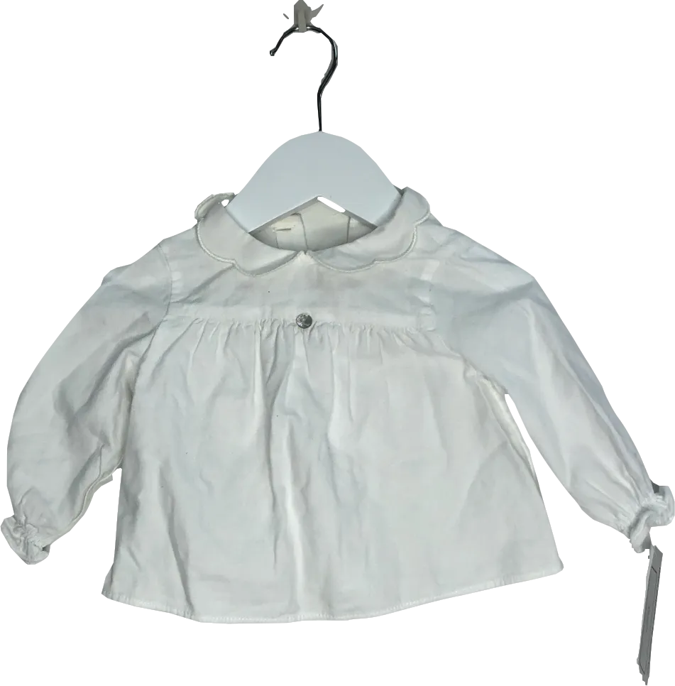 Purete White Cotton Scalloped Collar Blouse 3-6 Months