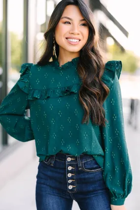 Romantic History Emerald Green Ruffled Blouse