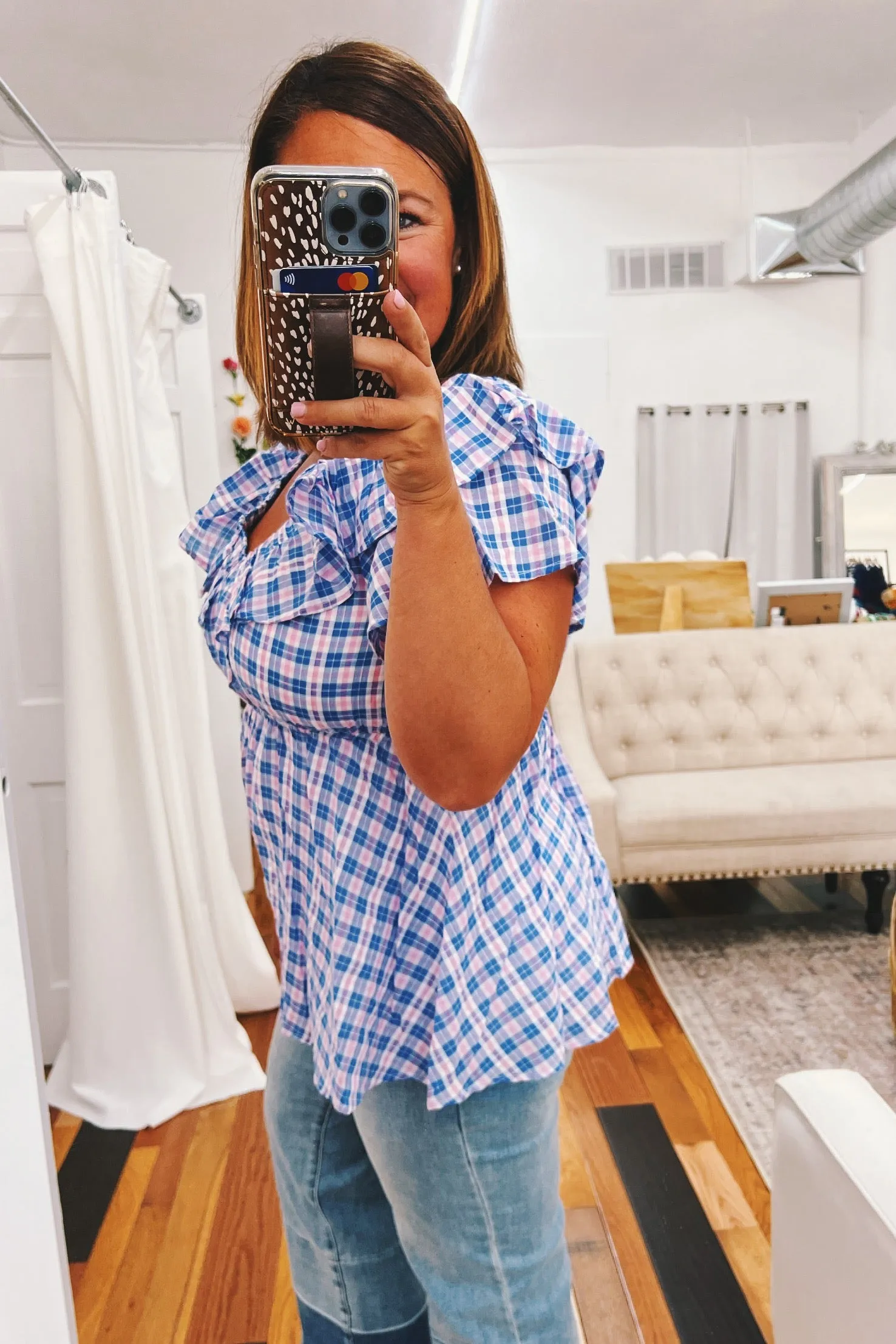 Rosemary V neck Babydoll Plaid Top