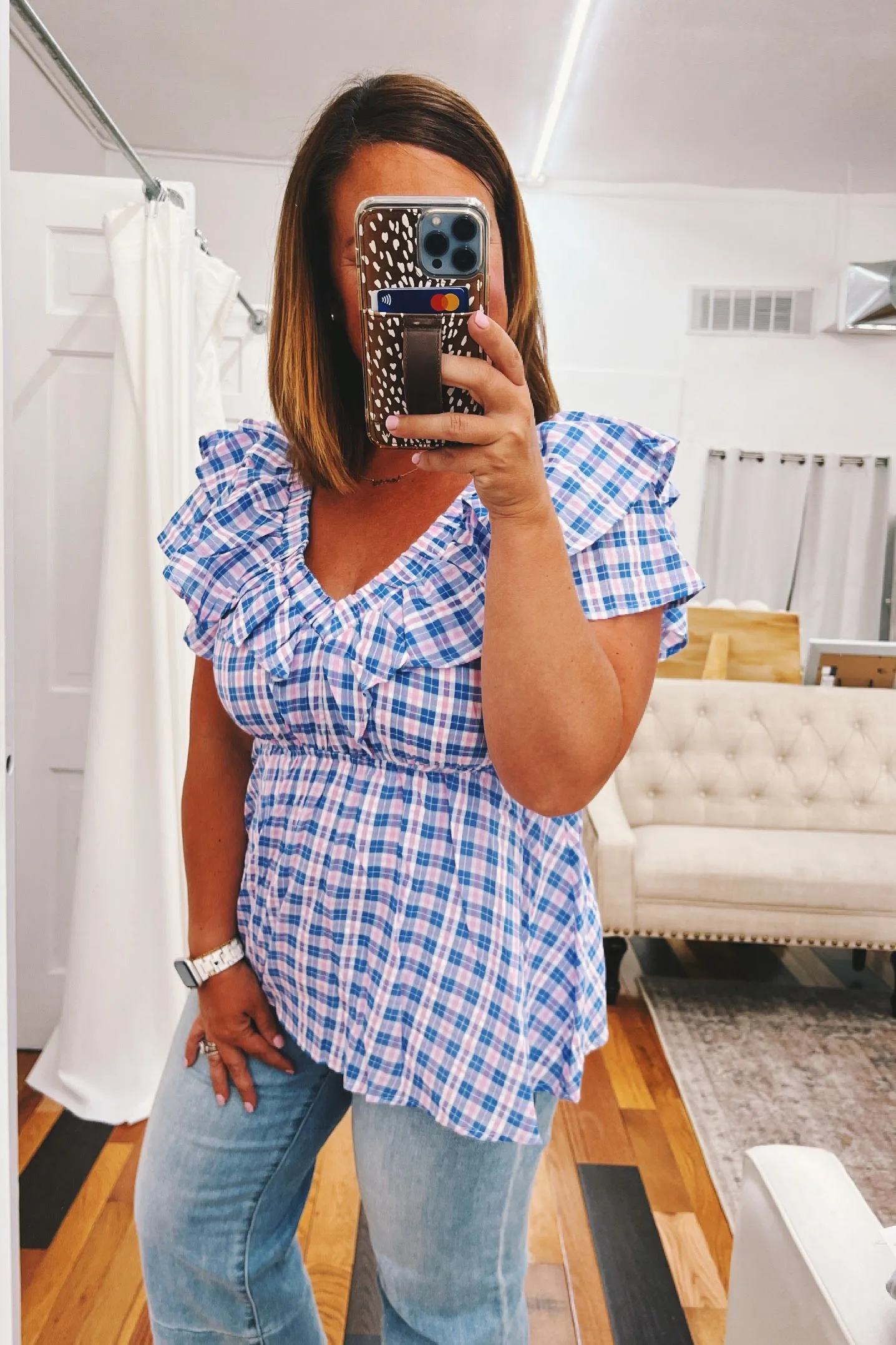 Rosemary V neck Babydoll Plaid Top