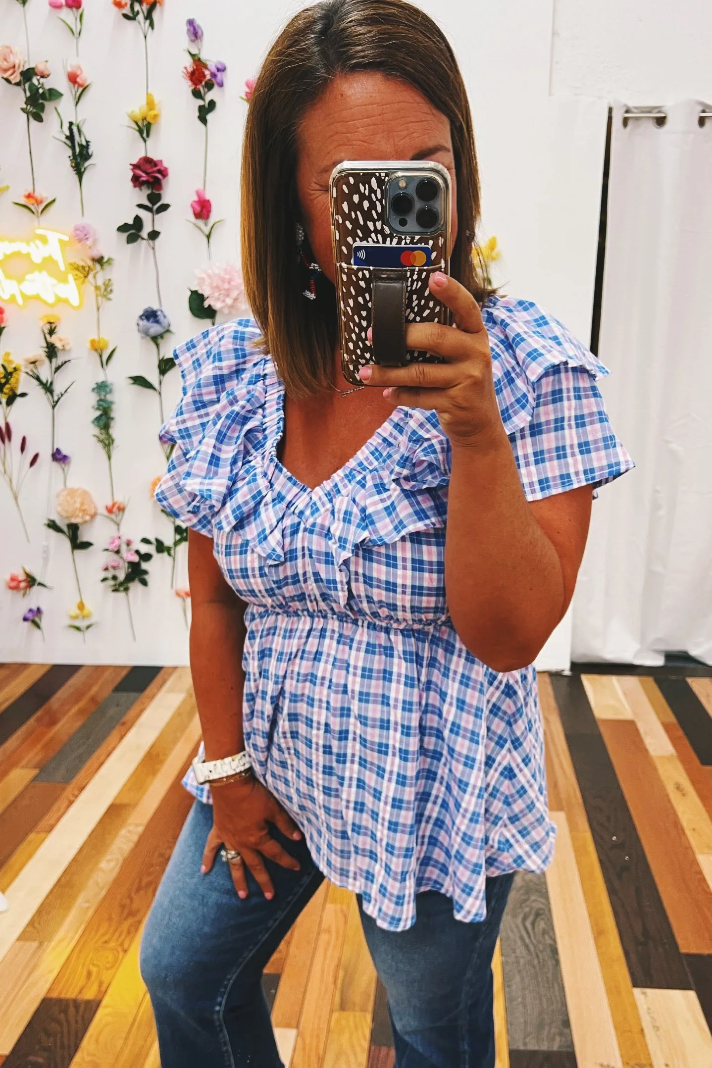 Rosemary V neck Babydoll Plaid Top