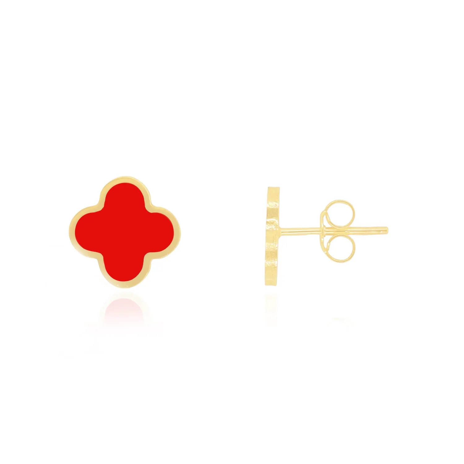 Small Coral Clover Stud Earrings