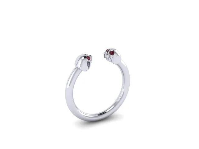 Smaller Double Skull Head Rings-UDINC0494