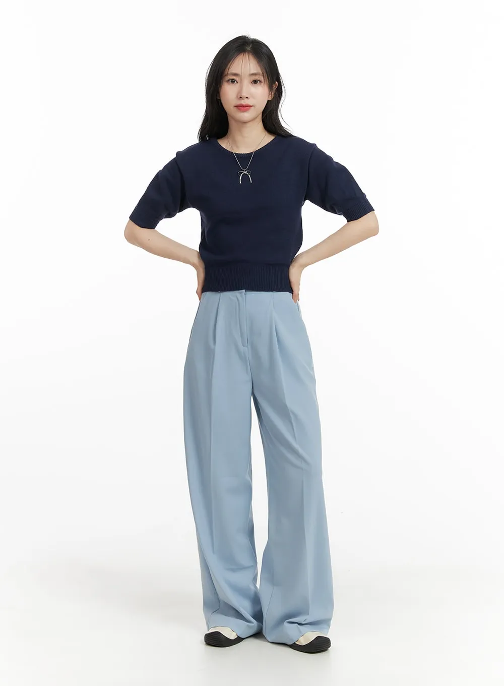 Solid Wide Trousers OM412