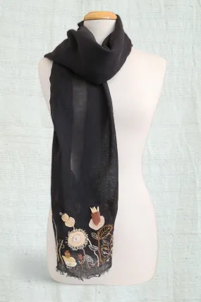 SOPHIE DIGARD ALLAUG BLACK LINEN SCARF