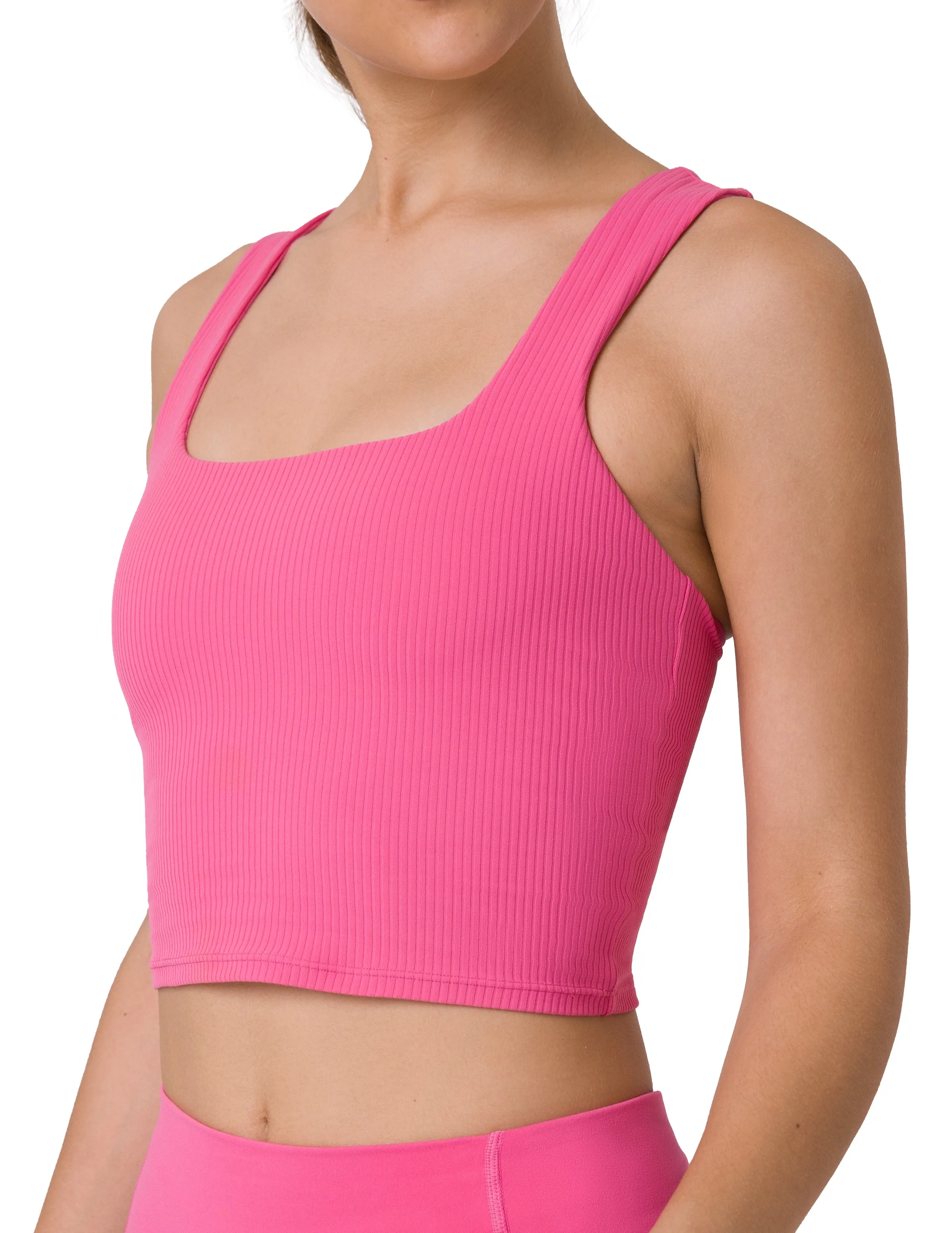 Sports Bra Square Neck Workout Tank Tops with Built