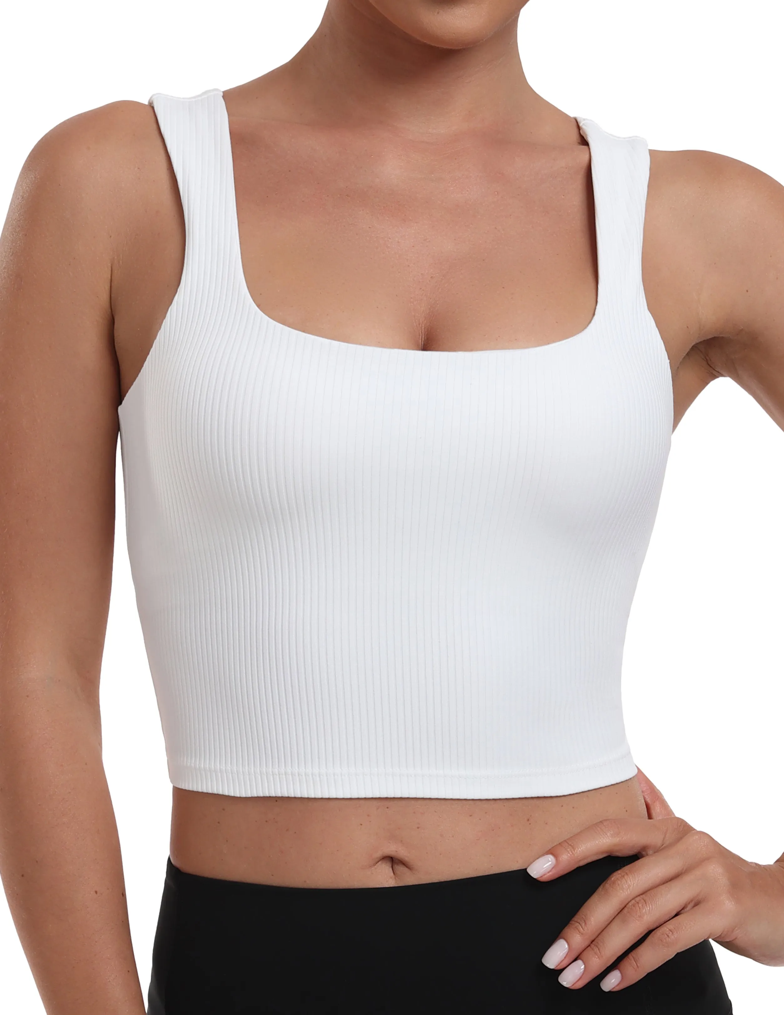 Sports Bra Square Neck Workout Tank Tops with Built