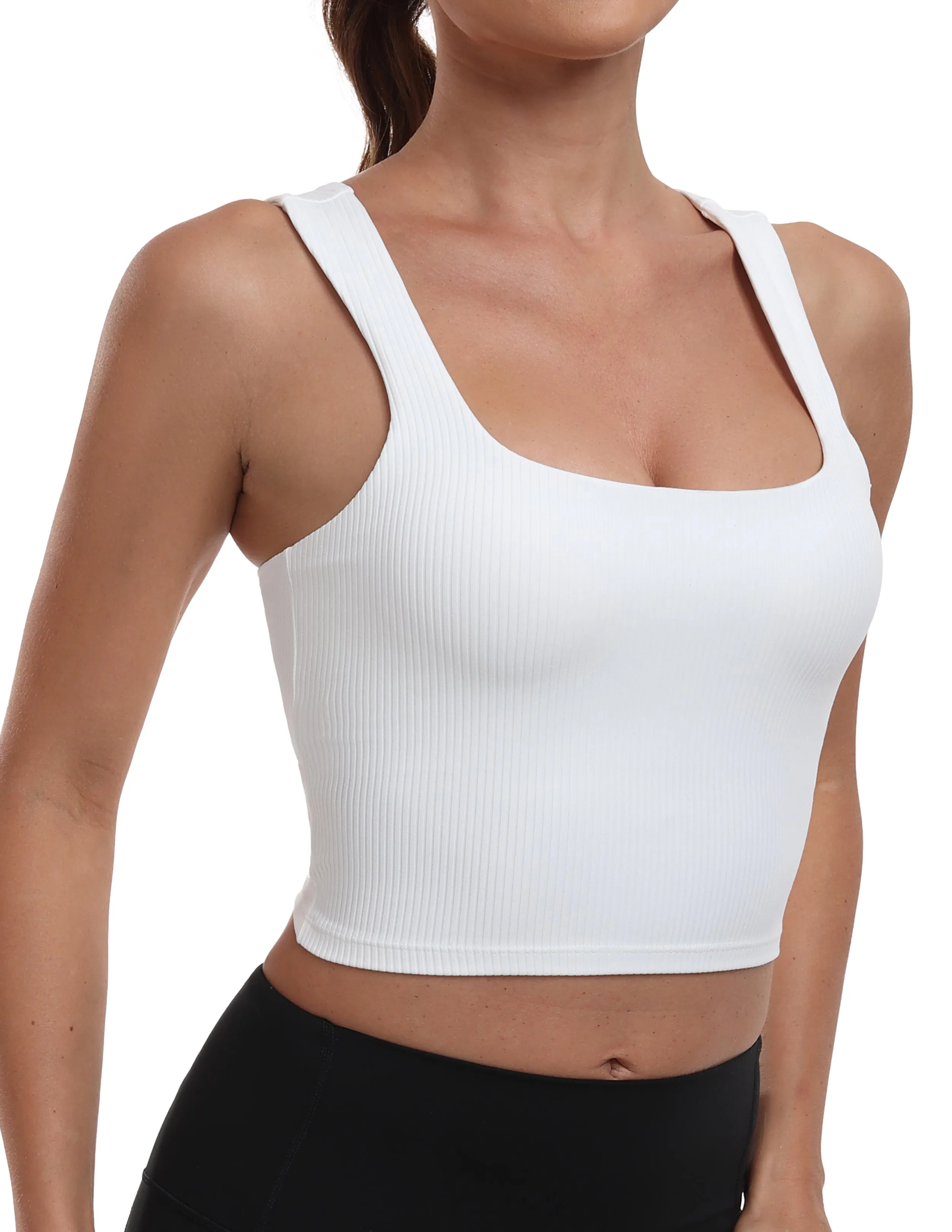 Sports Bra Square Neck Workout Tank Tops with Built