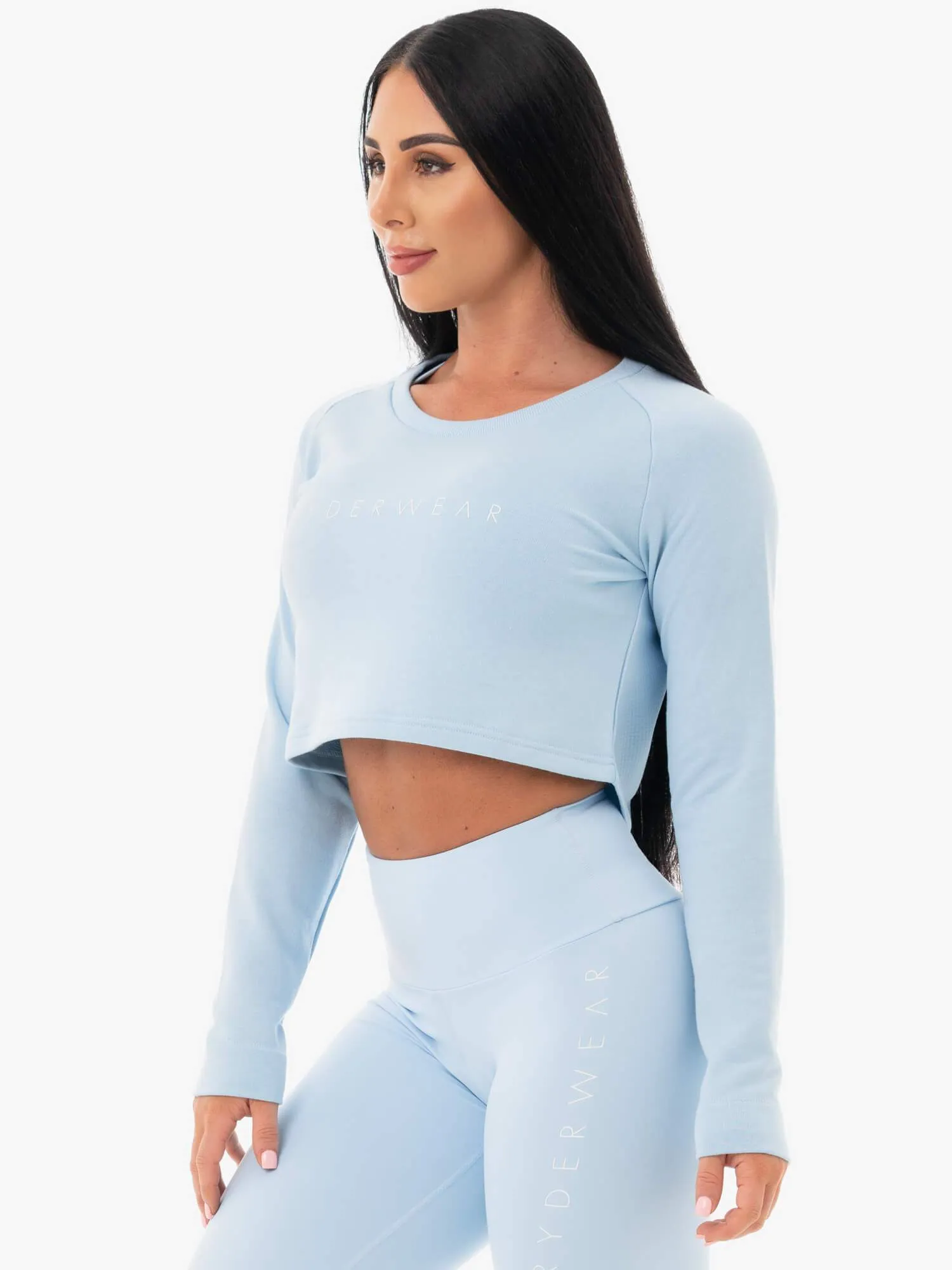 Staples Cropped Sweater - Sky Blue