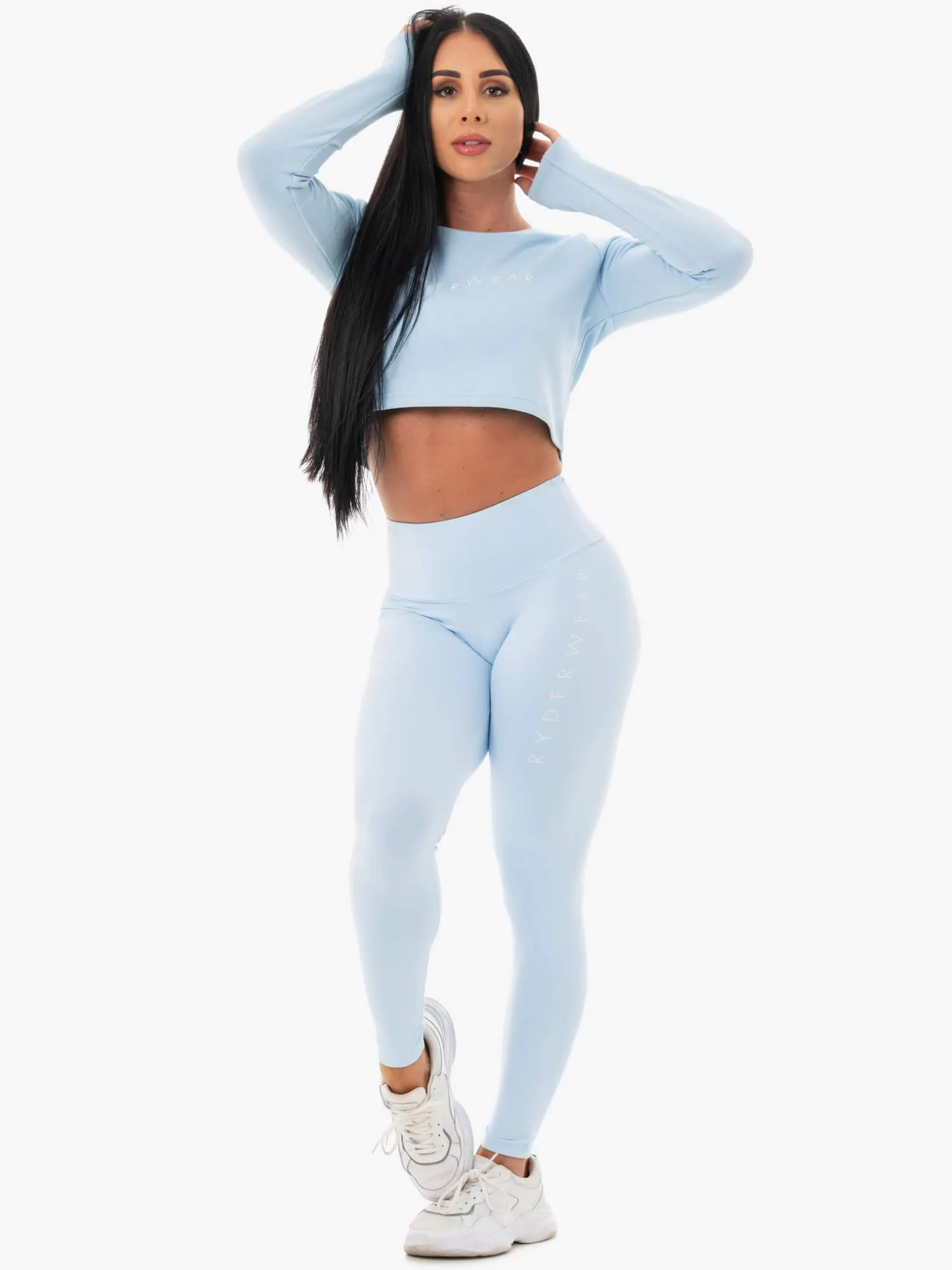 Staples Cropped Sweater - Sky Blue