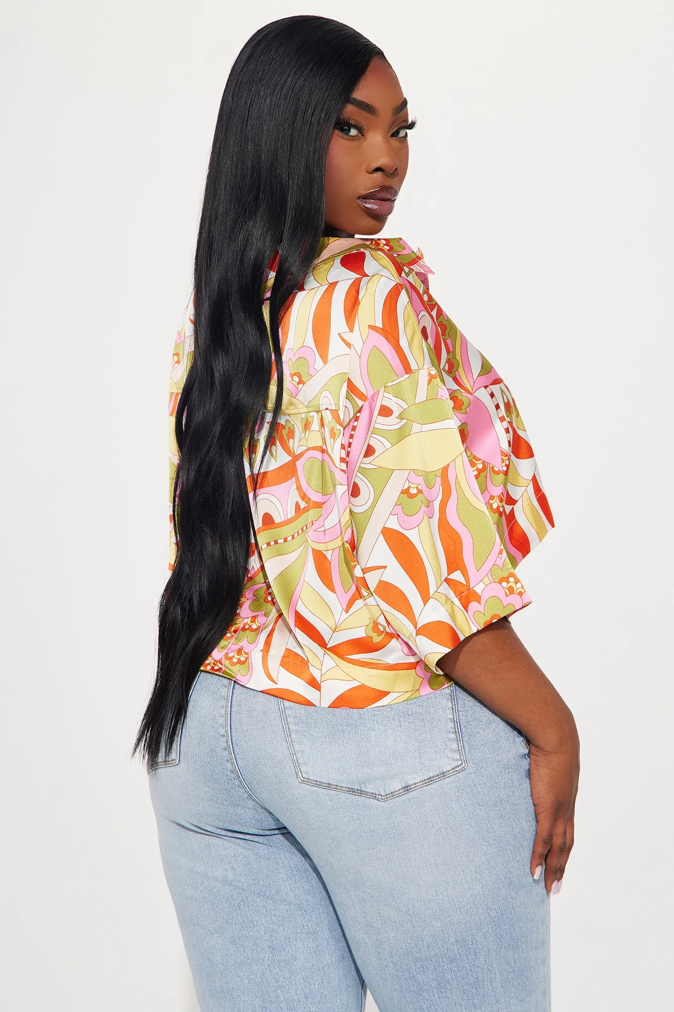 Summer Heat Satin Shirt - Ivory/combo