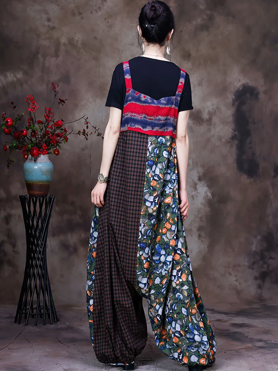 Summer Vintage Floral Women Retro Jumpsuit