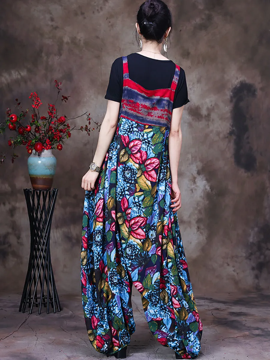 Summer Vintage Floral Women Retro Jumpsuit