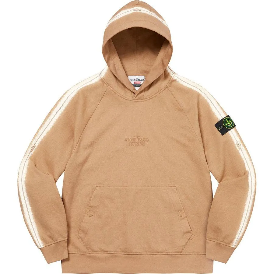 Supreme/Stone Island Stripe Hooded Sweatshirt (Tan)