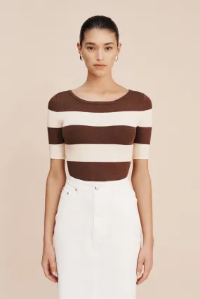 THEO TOP - CHOCOLATE STRIPE