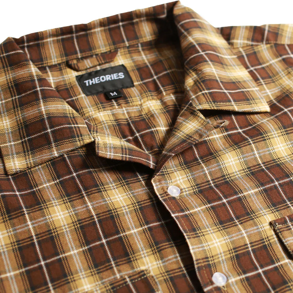 Theories Flannel Mechanics Shirt Brown