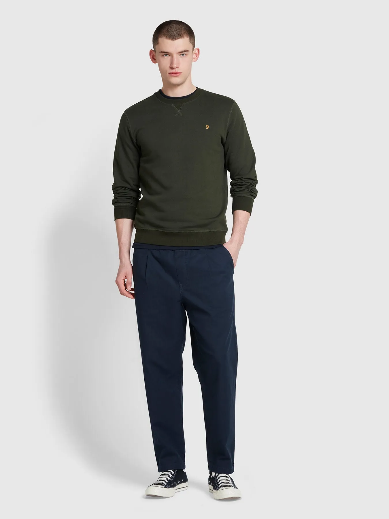 Tim Organic Cotton Crew Neck Sweatshirt In Evergreen