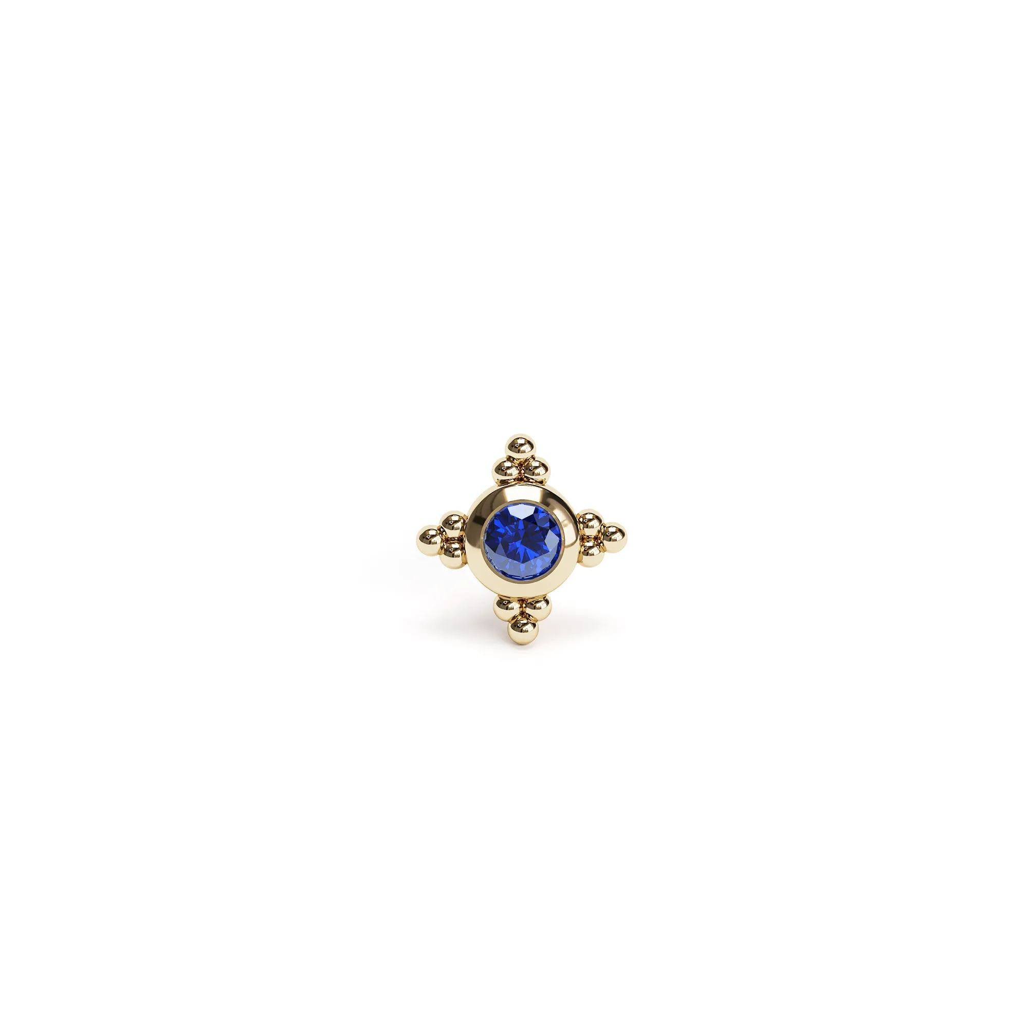 Tiny 14K Gold Sapphire Beaded Stud