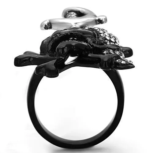 TK1204 Two-Tone IP Black Stainless Steel Ring with Top Grade Crystal in Black Diamond