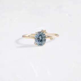 To A Flame Ring, 1.34ct. Greenish Blue Montana Sapphire - OOS