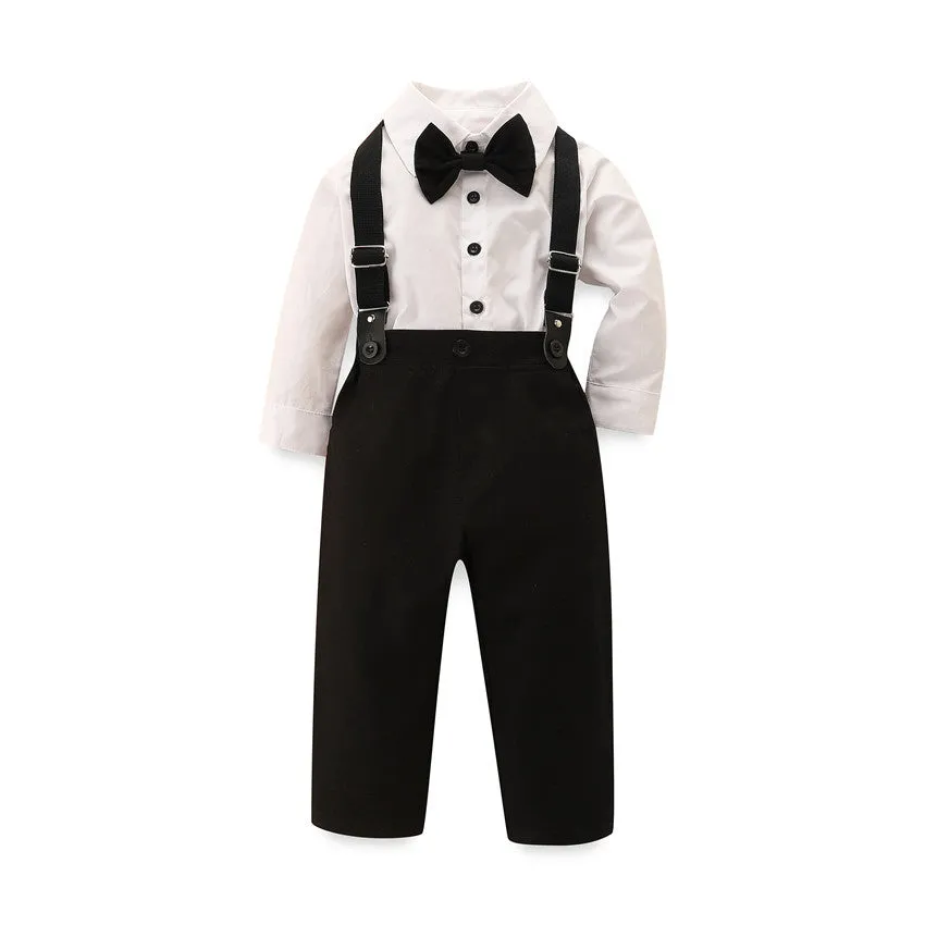 Toddler kids boys White shirt back pants gentleman suit