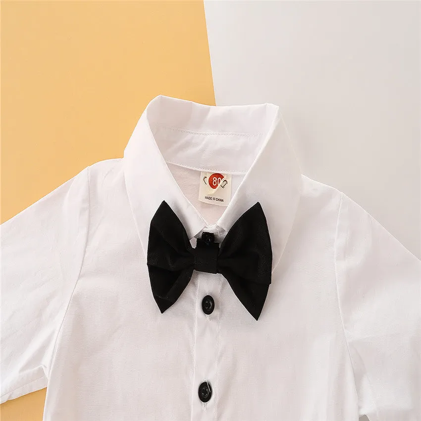 Toddler kids boys White shirt back pants gentleman suit