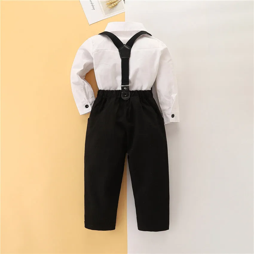 Toddler kids boys White shirt back pants gentleman suit