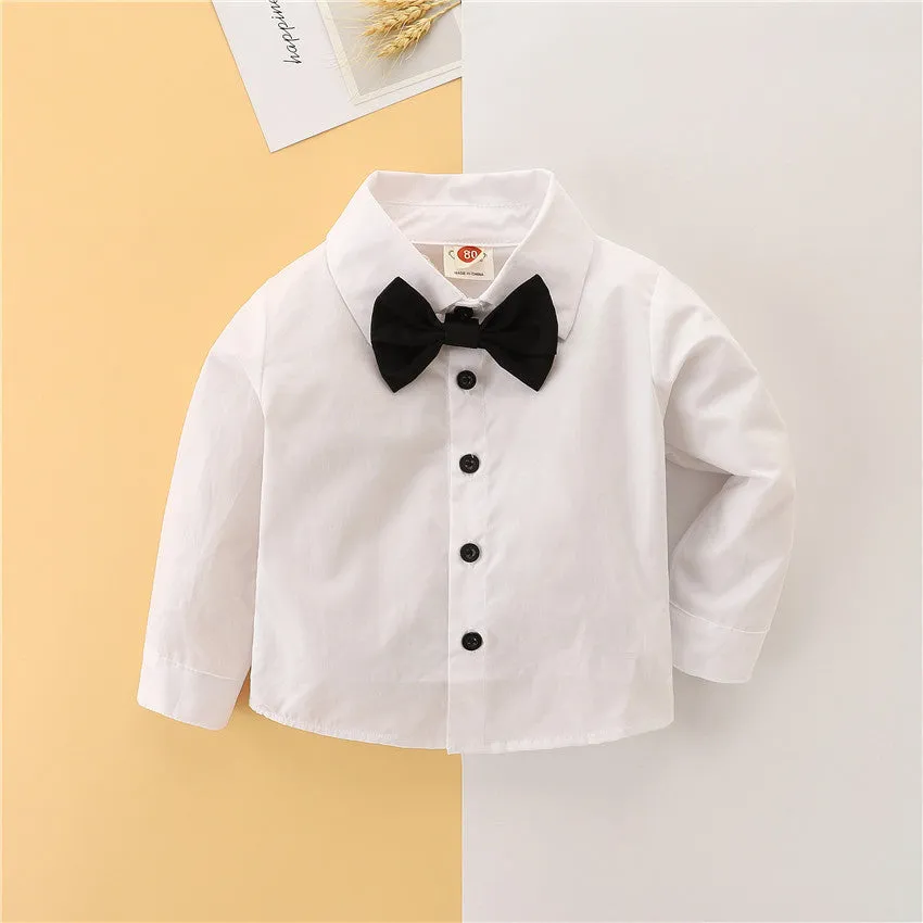 Toddler kids boys White shirt back pants gentleman suit