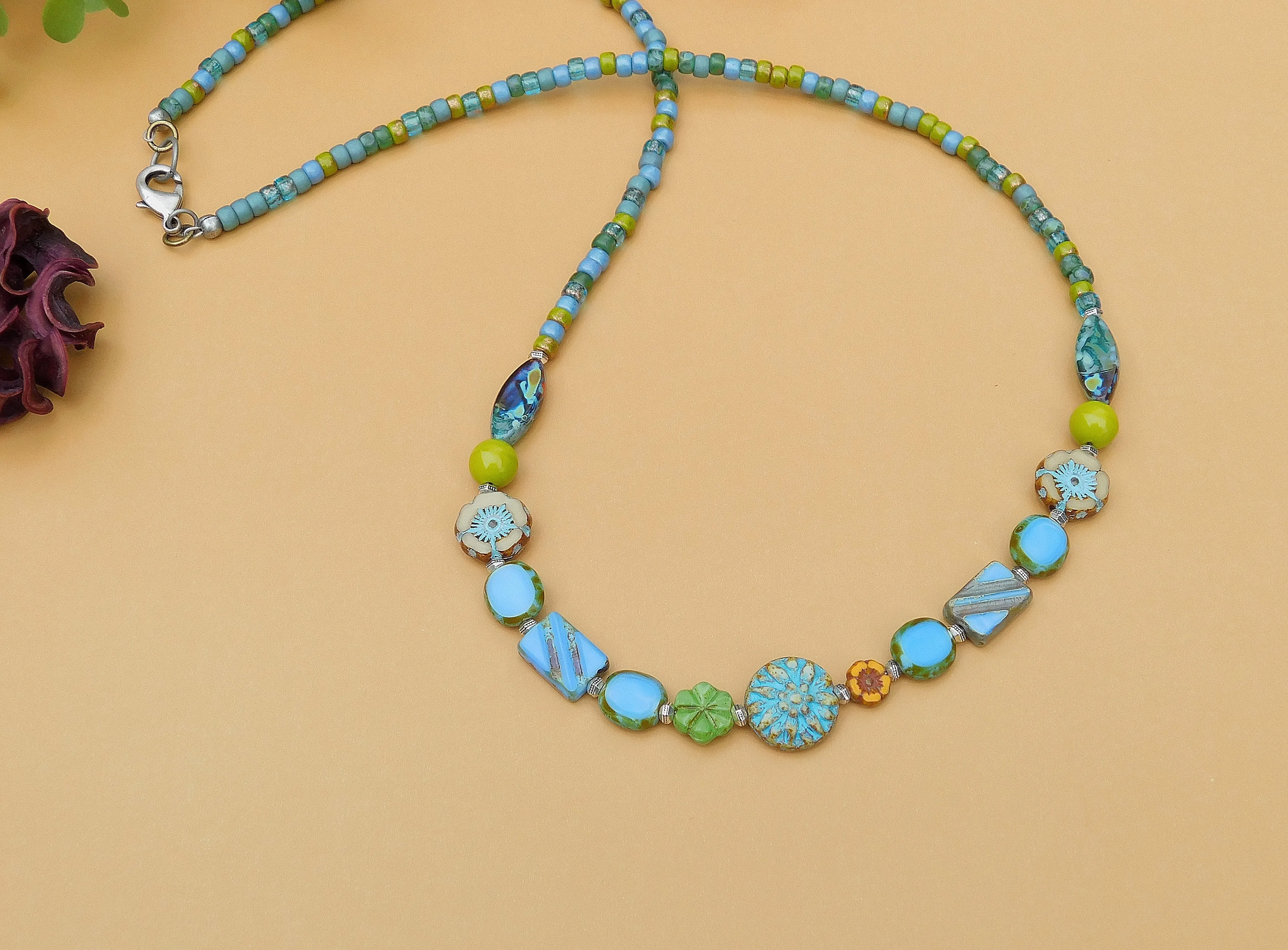 Tropical Beach Inspired Czech Boho Necklace