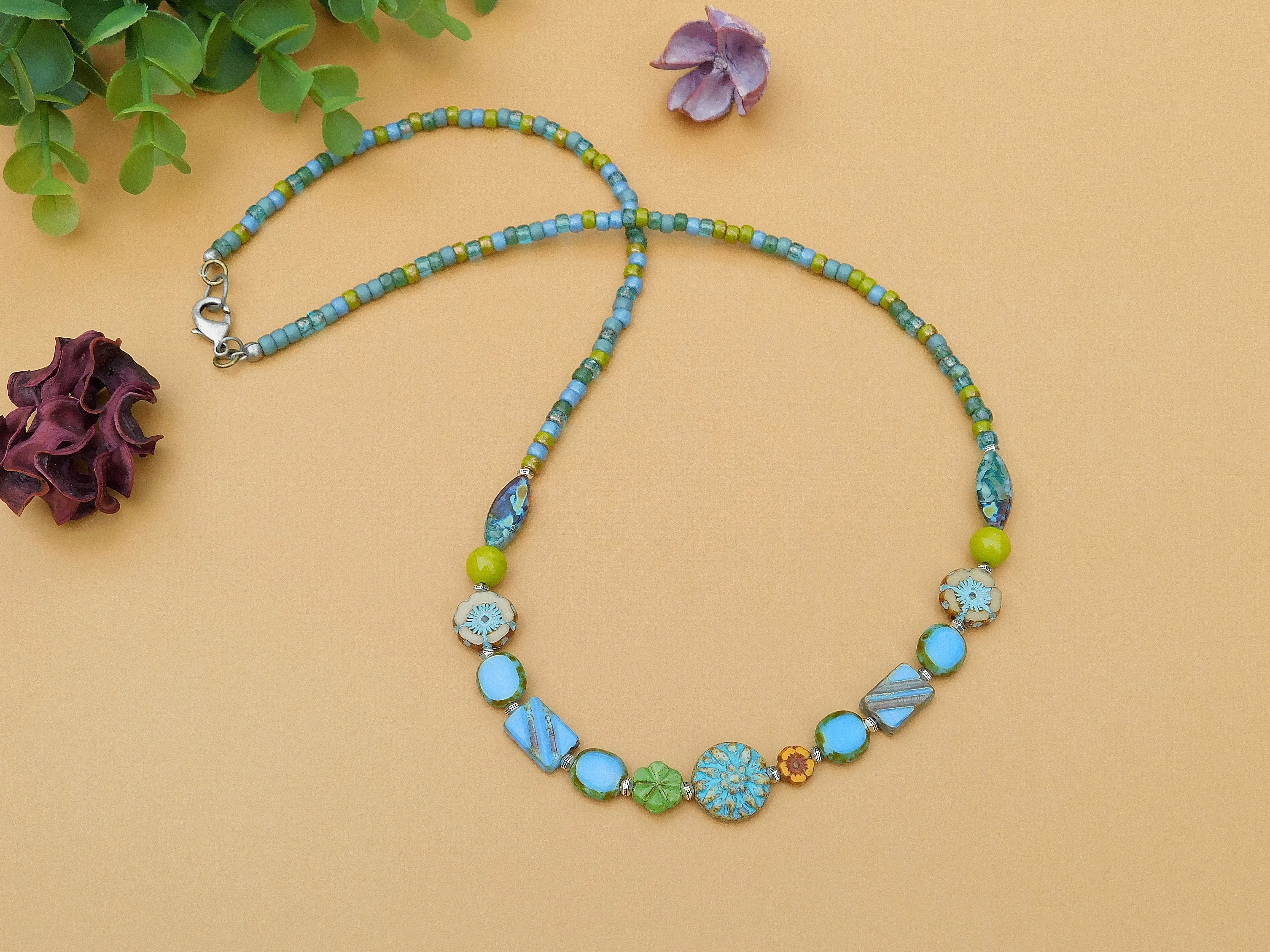 Tropical Beach Inspired Czech Boho Necklace