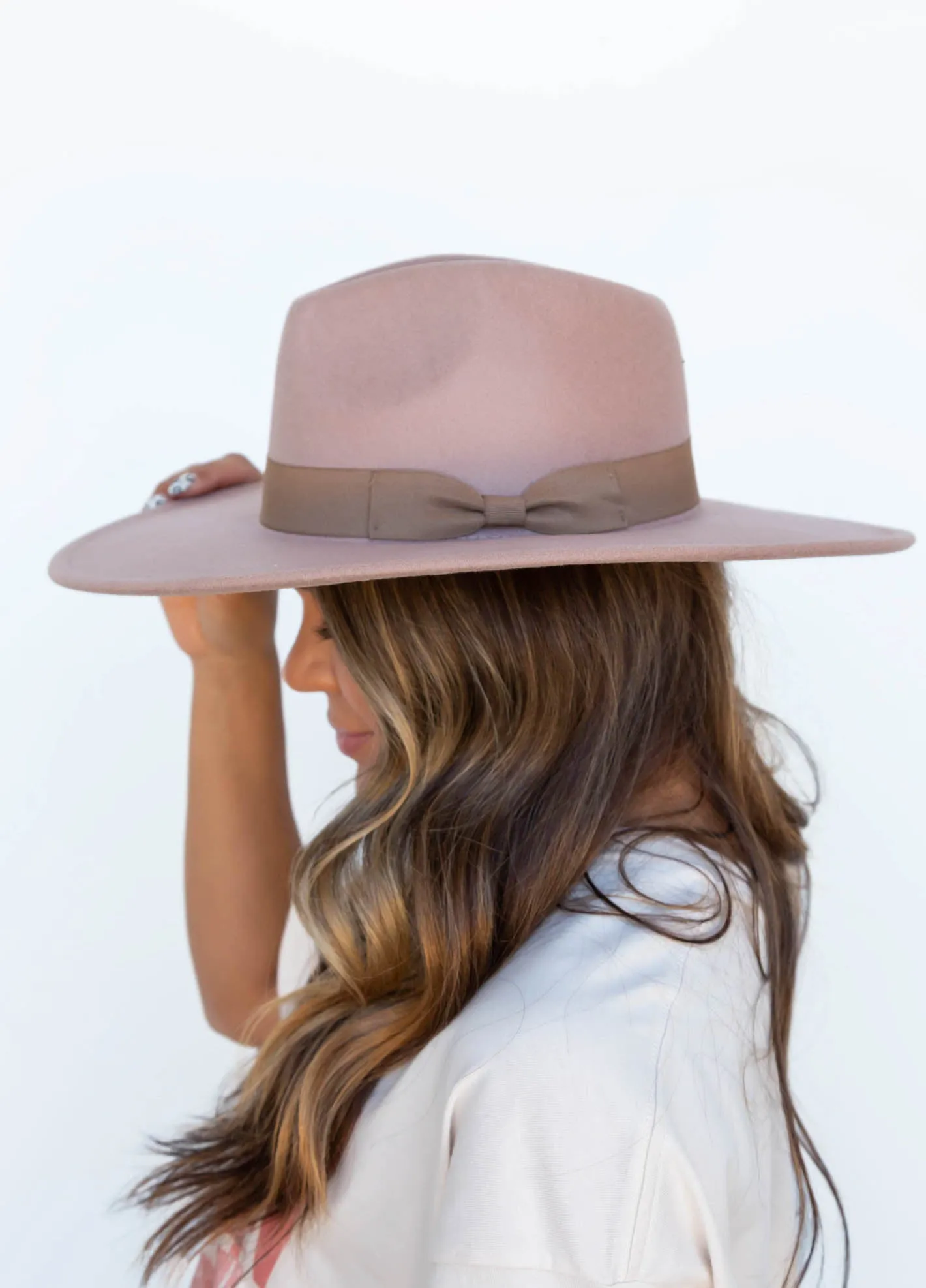 Try The Trend Light Taupe Wide Brim Hat