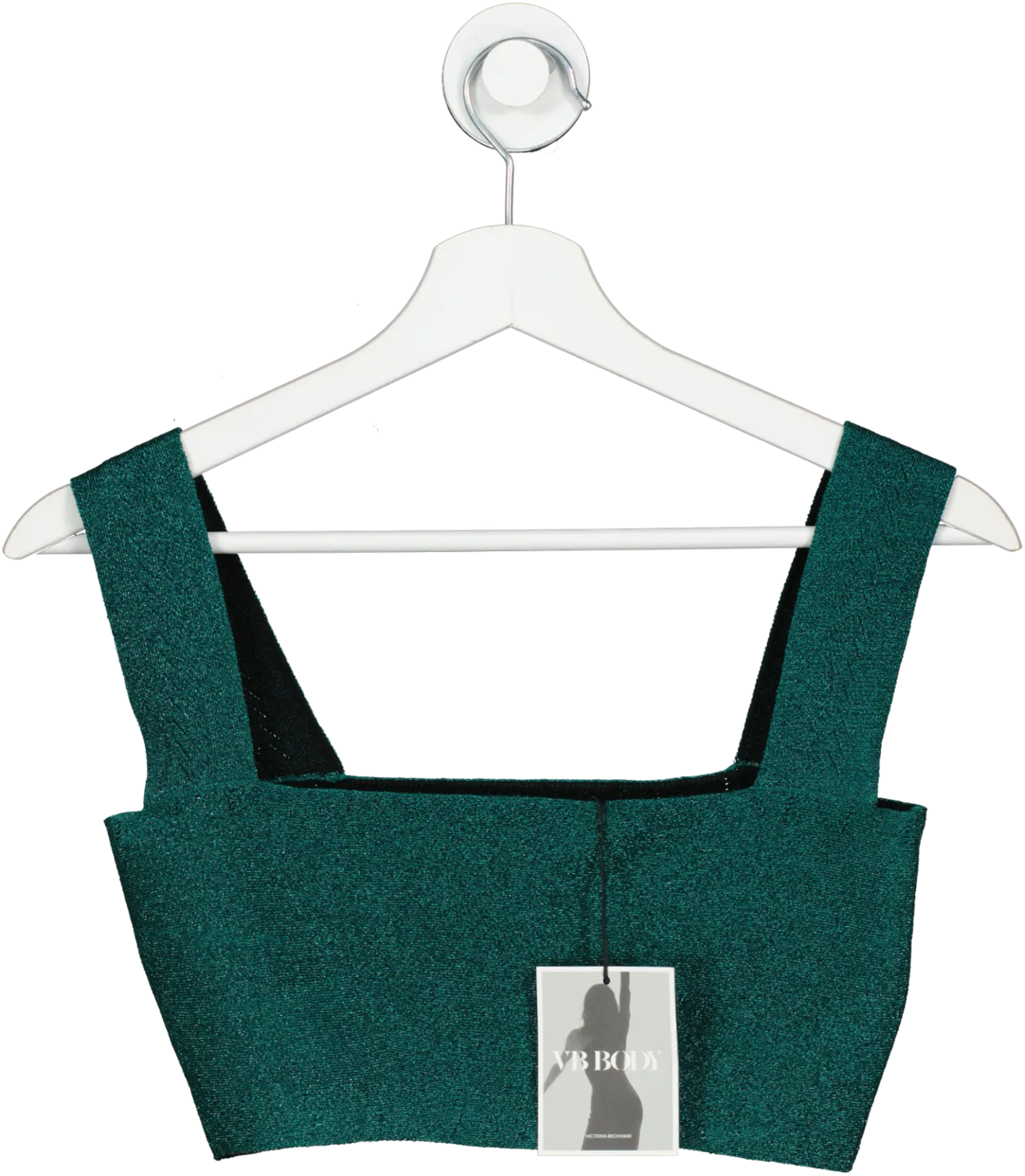 Victoria Beckham Green Body Strap Lurex Bandeau Top UK 8