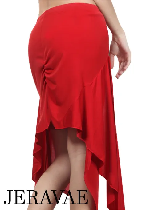 Victoria Blitz Latin Practice Skirt with Unique Asymmetrical Hemline in Red or Black PRA 900 in Stock