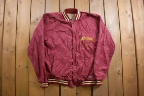 Vintage 1990s Champion Sportswear Satin Snap Button Bomber / Watterson / Sportswear / Streetwear/ Distressed / Made in USA