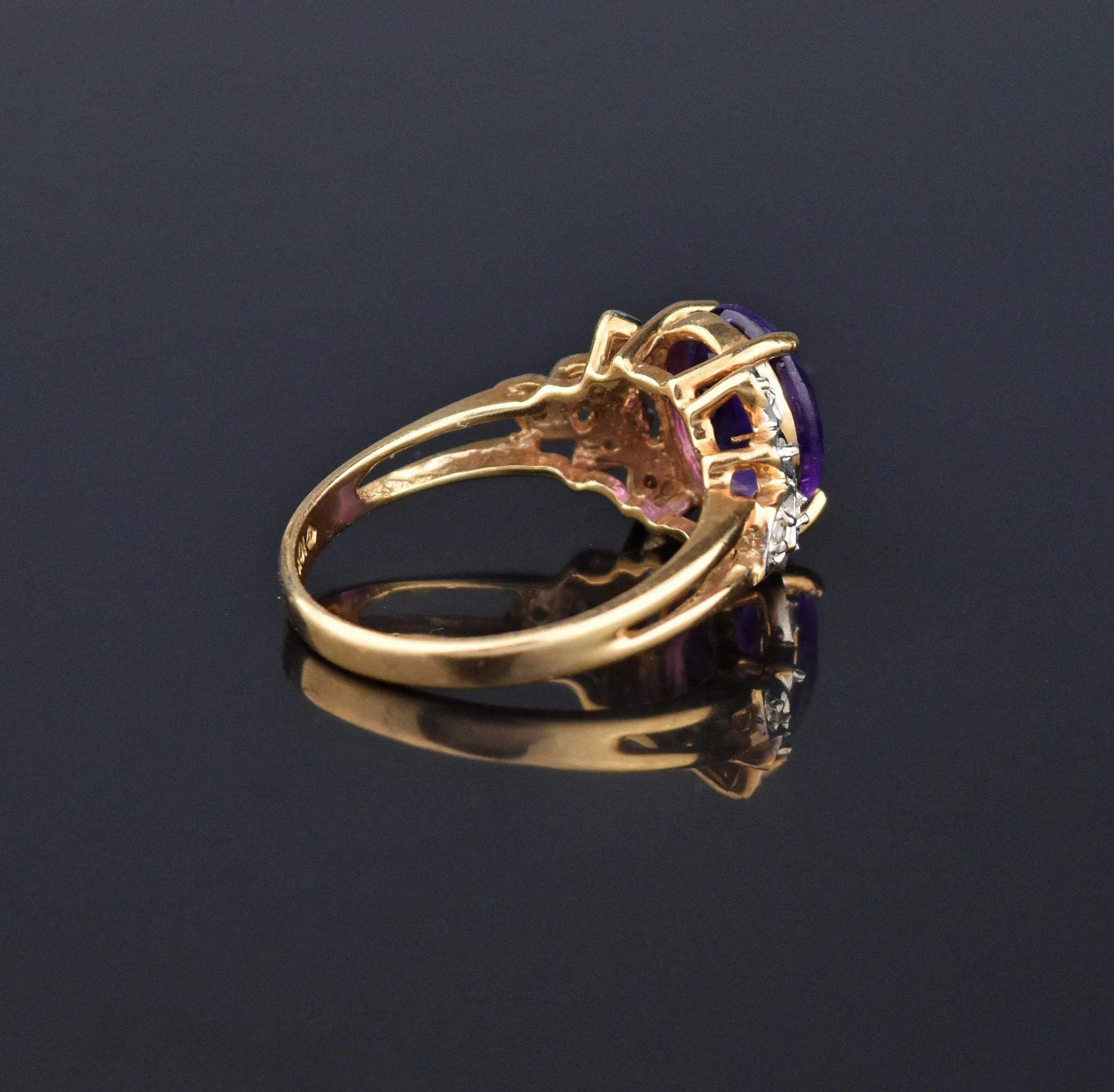 Vintage Amethyst Diamond Cocktail Ring, Sz 6.75