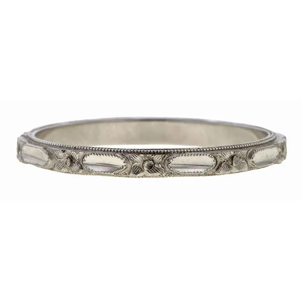 Vintage Patterned White Gold Band