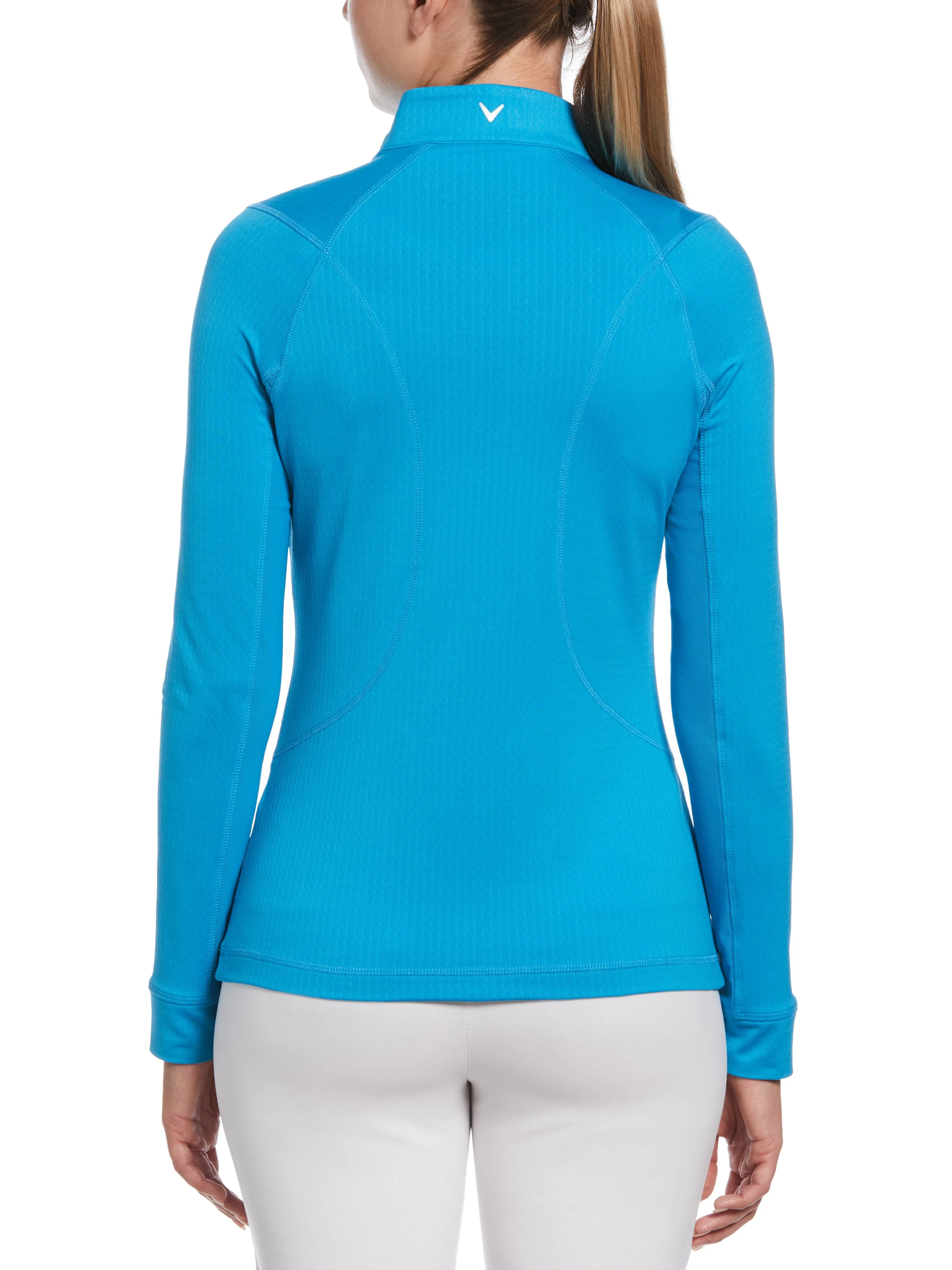 Womens 1/4 Zip Seams Long Sleeve Top