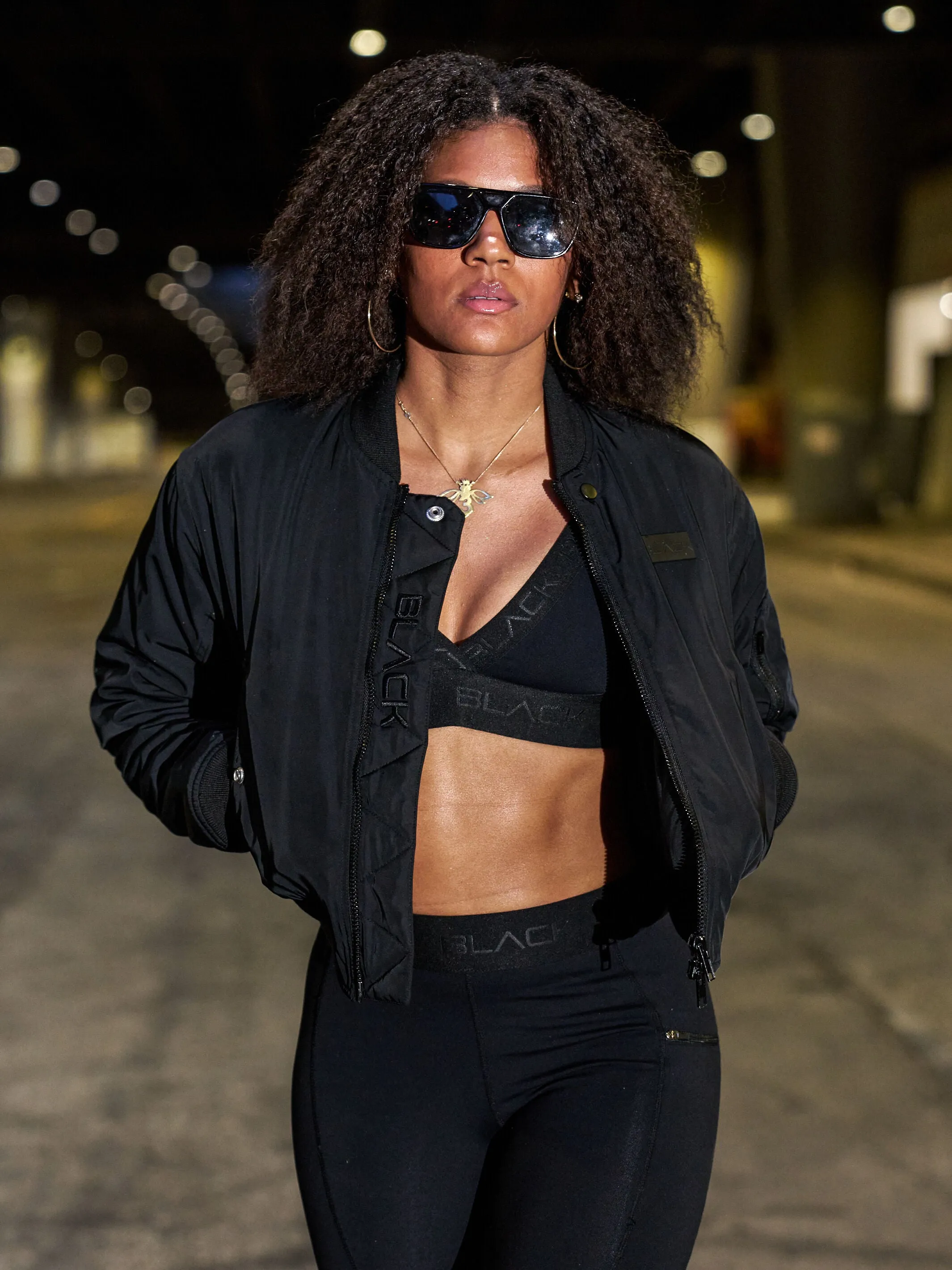 Women's Actively Black Bomber Jacket