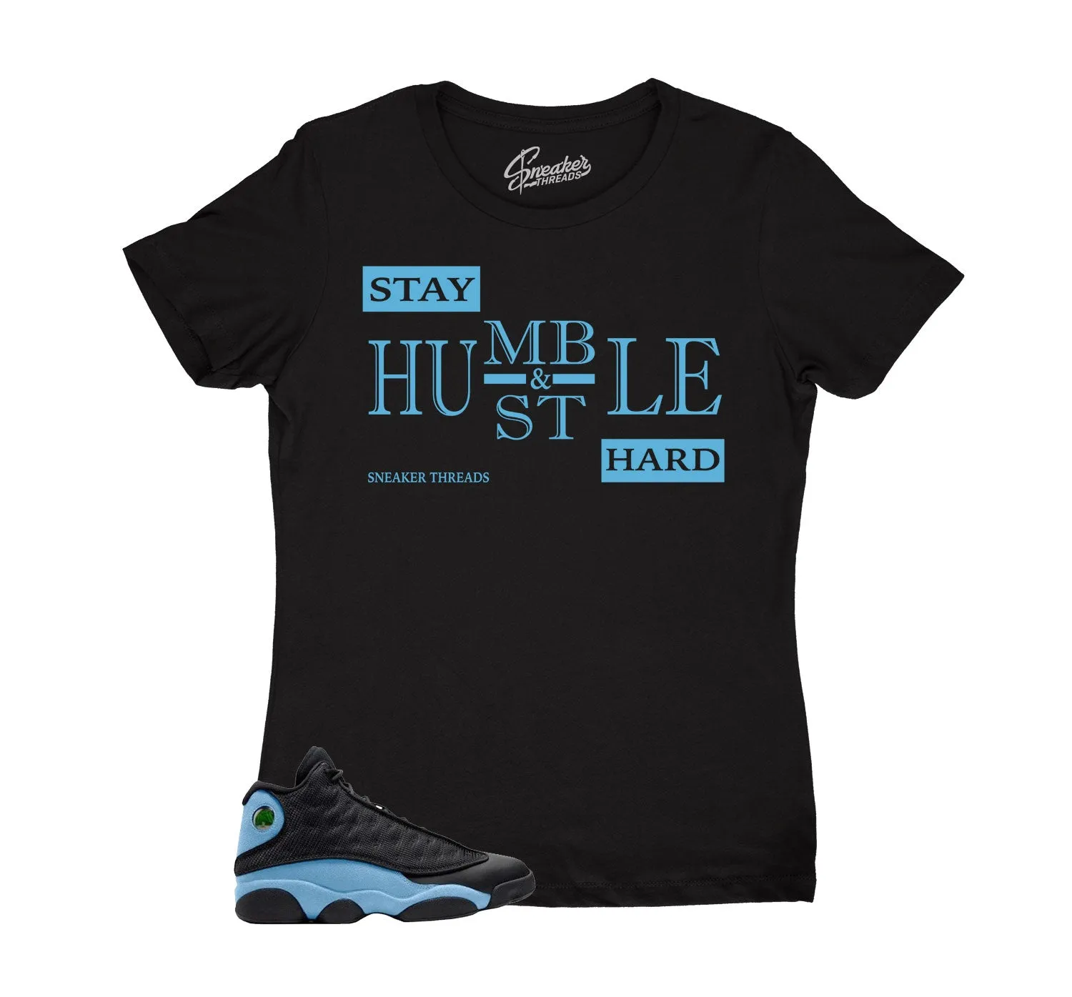 Womens University Blue 13 Shirt - Humble - Black